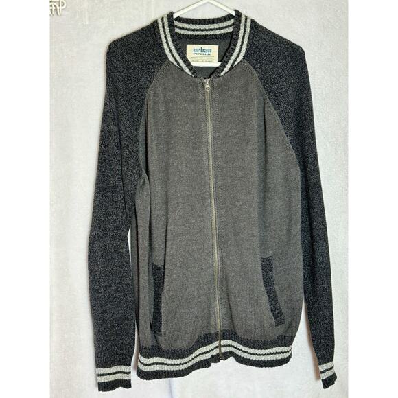 Urban Pipeline Sweater Mens XL Gray Black Colorblock Long Sleeve Full Zip - Picture 1 of 8